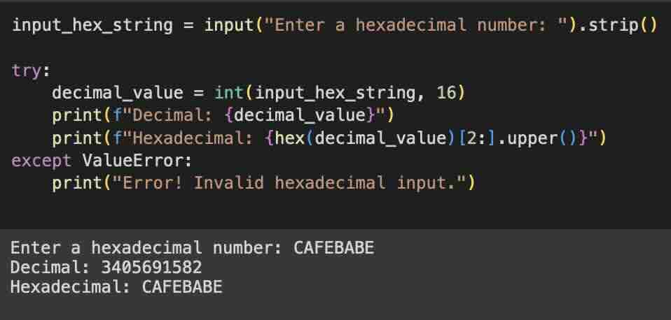 Python Program Hex to Int Example